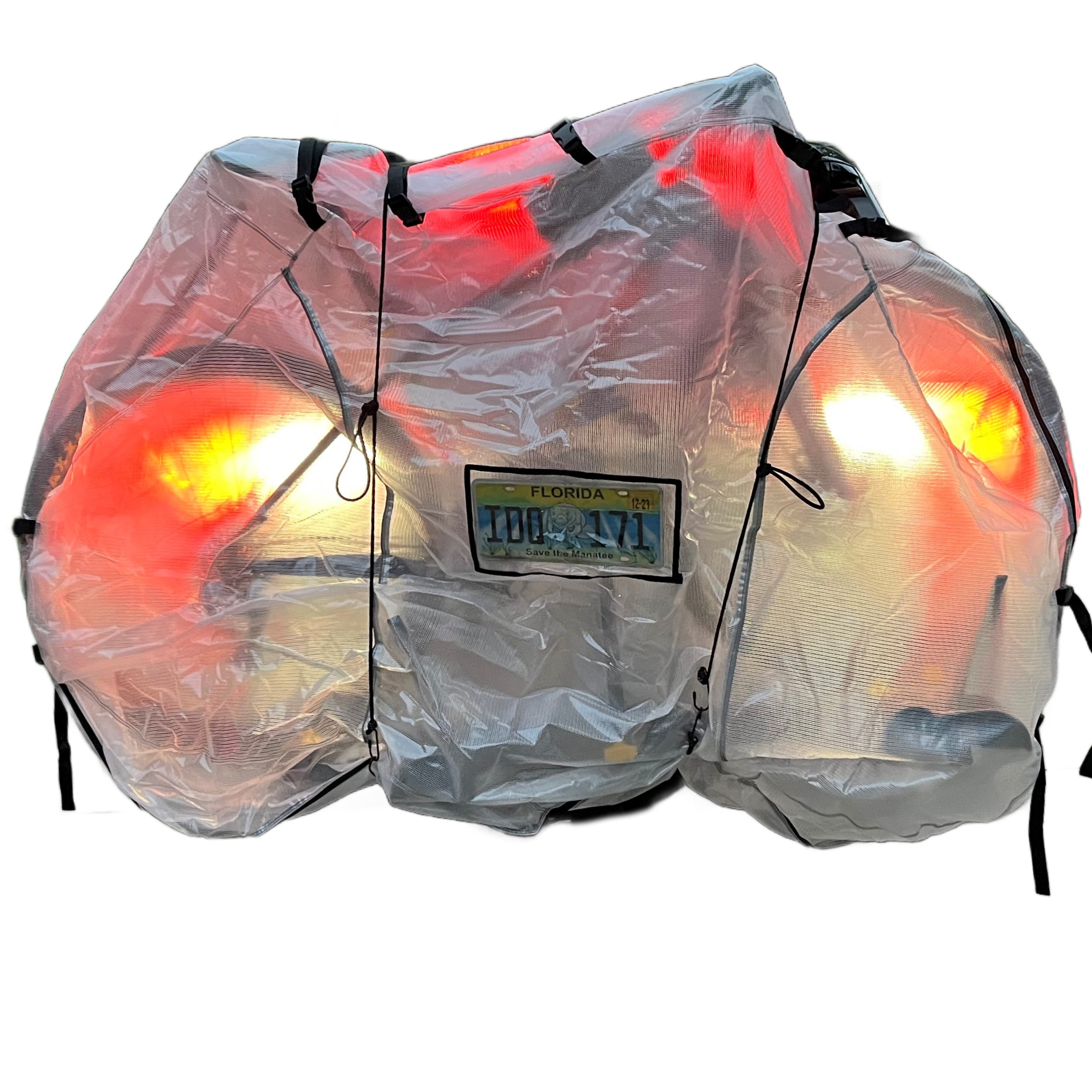 3022lightswhite.jpg Dual or Single Ebike Cover Adjustable for 1 or 2 Bikes - Image 1