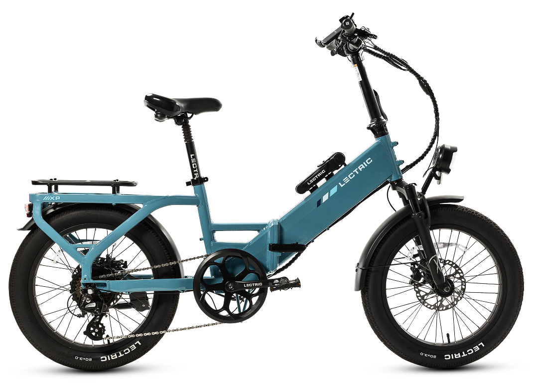 XP4-BLU-BFB.png Lectric ebikes - XP4 750 Step-Thru Raindrop Blue eBike - Image 1